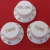 3 WHITE STRATOCASTER ELECTRIC GUITAR KNOBS